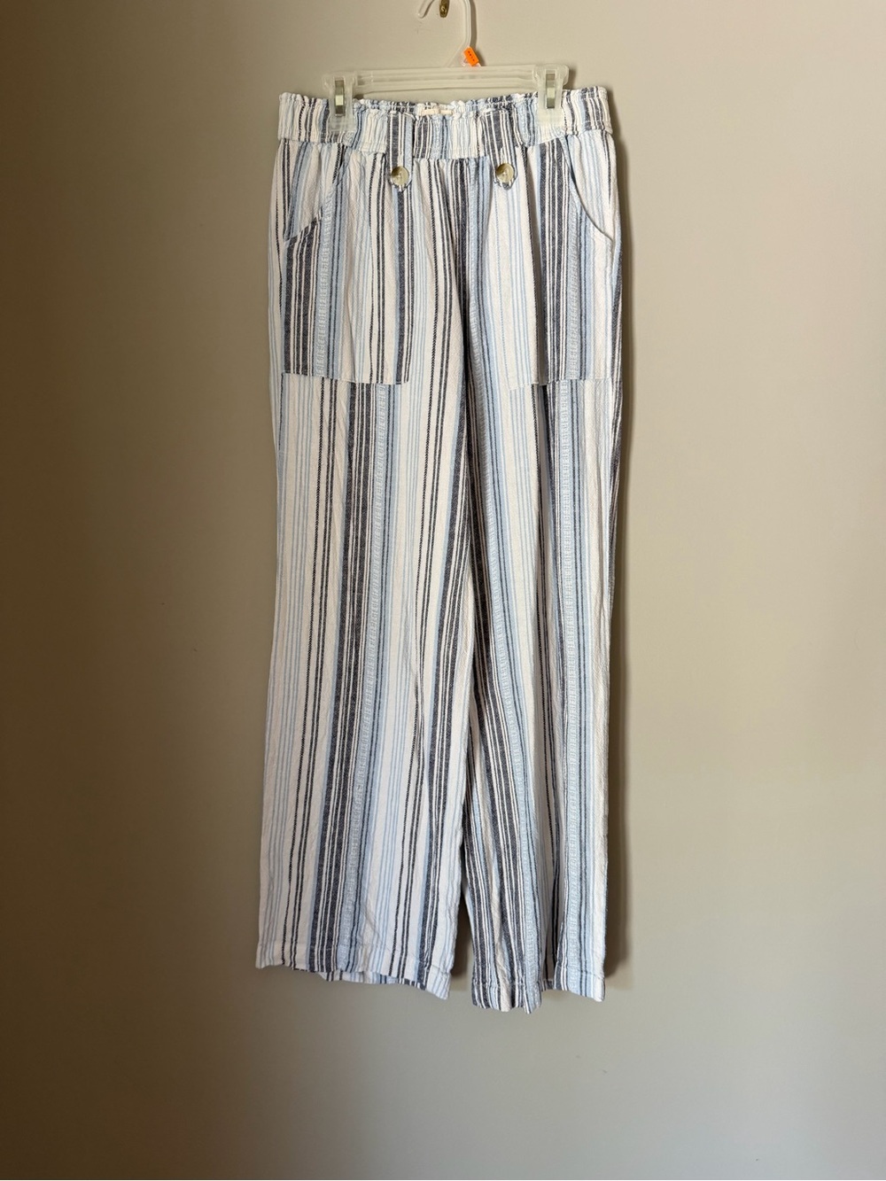 SO Women's Vertical Blue & White Striped Drawstring Trousers